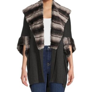 Carmen Marc Volvo Faux Fur Jacket size L Color Charcoal NWT